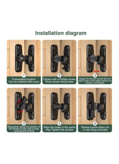 Excefore Flip Door Sliding Latch, 90 Degree Stainless Steel Latch, Safety Sliding Barn Door Lock, Latch Lock, Right Angle Curved Door, Prevent Corrosions, Barn Door Bathroom Lock, Black  - Image 4