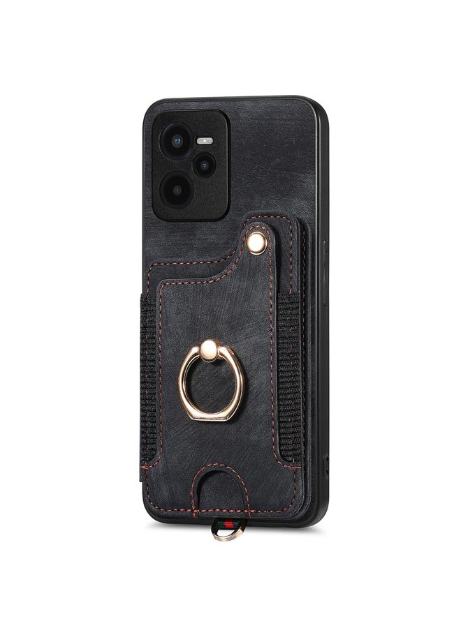 اس-توب جراب هاتف Realme C35 بتصميم ريترو مع حلقة ومحفظة متعددة البطاقات - Image 2