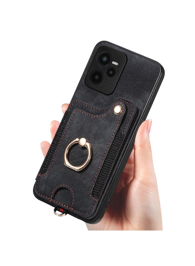 اس-توب جراب هاتف Realme C35 بتصميم ريترو مع حلقة ومحفظة متعددة البطاقات - Image 4
