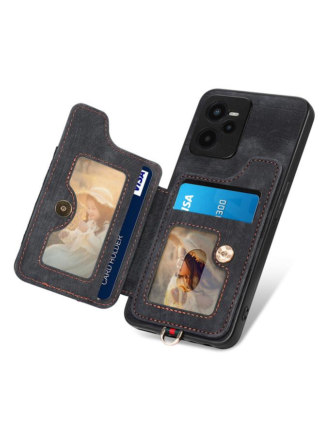 اس-توب جراب هاتف Realme C35 بتصميم ريترو مع حلقة ومحفظة متعددة البطاقات - Image 3