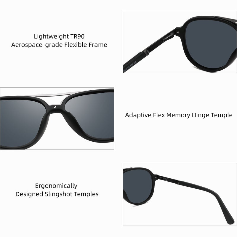 بوكيلار نظارات شمسية رجالية من PUKCLAR مع إطار TR90 وجسر معدني - تصميم خفيف الوزن، حماية UV400، تشمل بطاقة اختبار الاستقطاب، قطعة قماش تنظيف، علبة تخزين، ودليل المستخدم - Image 4