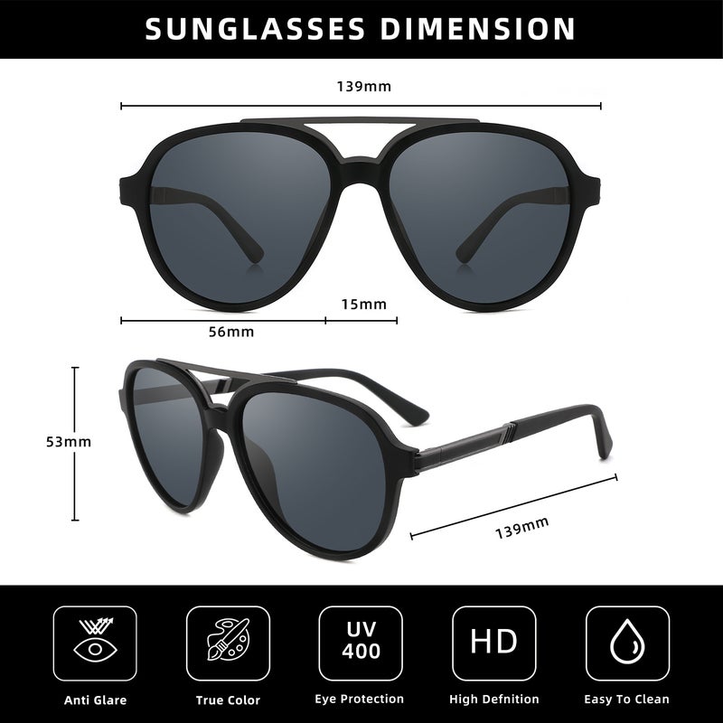 بوكيلار نظارات شمسية رجالية من PUKCLAR مع إطار TR90 وجسر معدني - تصميم خفيف الوزن، حماية UV400، تشمل بطاقة اختبار الاستقطاب، قطعة قماش تنظيف، علبة تخزين، ودليل المستخدم - Image 3