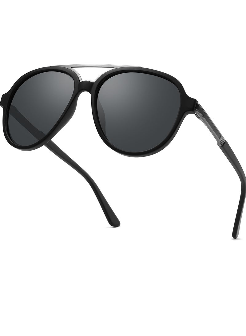 بوكيلار نظارات شمسية رجالية من PUKCLAR مع إطار TR90 وجسر معدني - تصميم خفيف الوزن، حماية UV400، تشمل بطاقة اختبار الاستقطاب، قطعة قماش تنظيف، علبة تخزين، ودليل المستخدم - Image 1