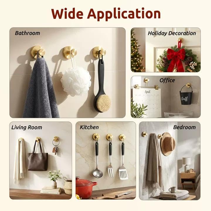 awrose 4 Packs Suction Cup Hooks for Shower, Heavy-Duty Wreath Hangers for Front Door, No Drill Glass Door Shower Suction Hooks No Damage for Walls Bathroom Kitchen Window Mirror Tile Towel Coat Robe Loofah - Image 5