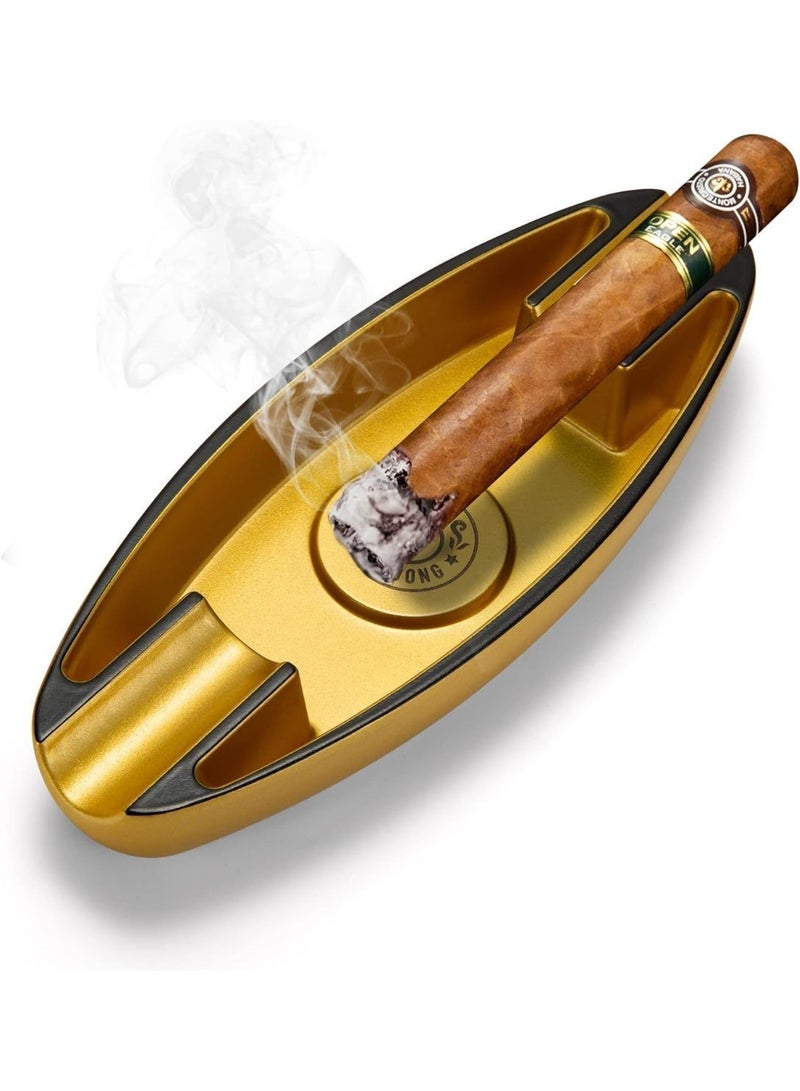jaexest Cigar Ashtray with 2 Cigar Holder Portable Travel Ashtray Unique for Outdoors Indoors - Image 1