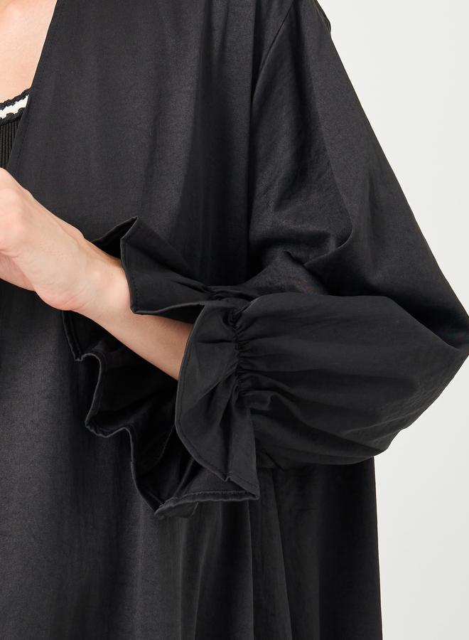 ستايلي كيمونو ماكسي نسائي أسود مزين بالدانتيل بقصة عادية - Image 4