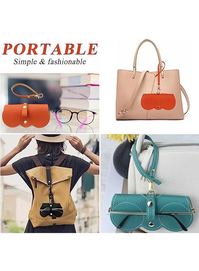 JCB CHIC حقيبة النظارات الشمسية الجلدية الناعمة، حقيبة النظارات الشمسية المحمولة الرفيعة للسفر، حقيبة تخزين النظارات الشمسية المضادة للإجهاد مع حبل، حافظة واقية للنظارات، حافظة النظارات  - Image 5