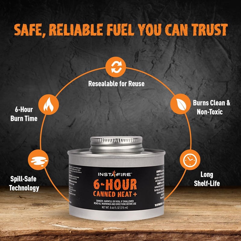 INSTAFIRE 6-Hour Canned Heat (3-Pack), Canned Heat for Cooking, Canned Heat for Food, Canned Heat for Camping, Camp Stove, Indoor Canned Heat, Nontoxic Canned Heat, Emergency Heat, Heat for Emergency - Image 3