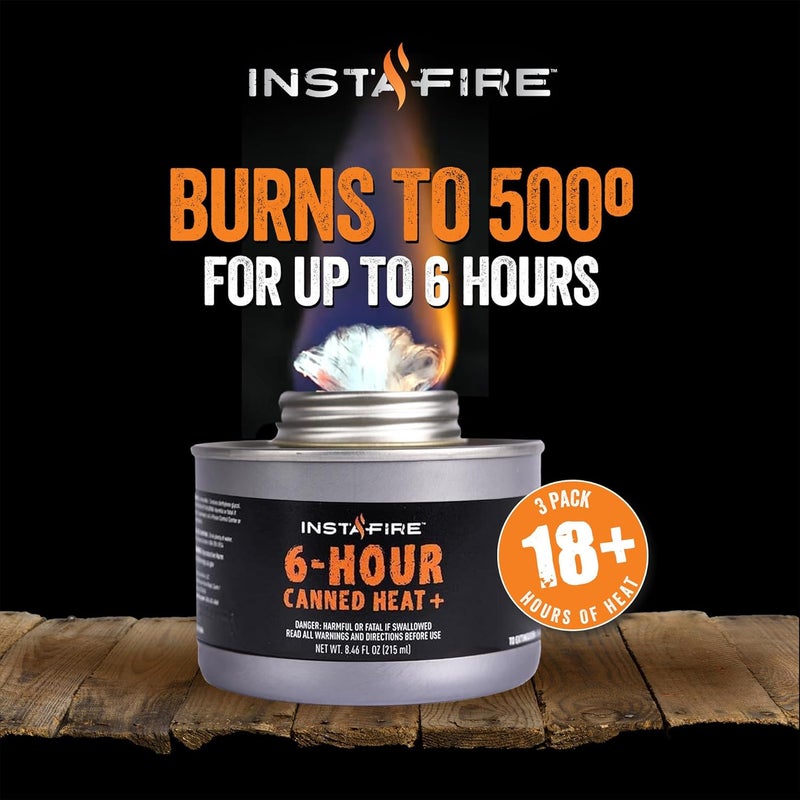 INSTAFIRE 6-Hour Canned Heat (3-Pack), Canned Heat for Cooking, Canned Heat for Food, Canned Heat for Camping, Camp Stove, Indoor Canned Heat, Nontoxic Canned Heat, Emergency Heat, Heat for Emergency - Image 2