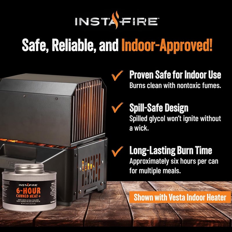 INSTAFIRE 6-Hour Canned Heat (3-Pack), Canned Heat for Cooking, Canned Heat for Food, Canned Heat for Camping, Camp Stove, Indoor Canned Heat, Nontoxic Canned Heat, Emergency Heat, Heat for Emergency - Image 5