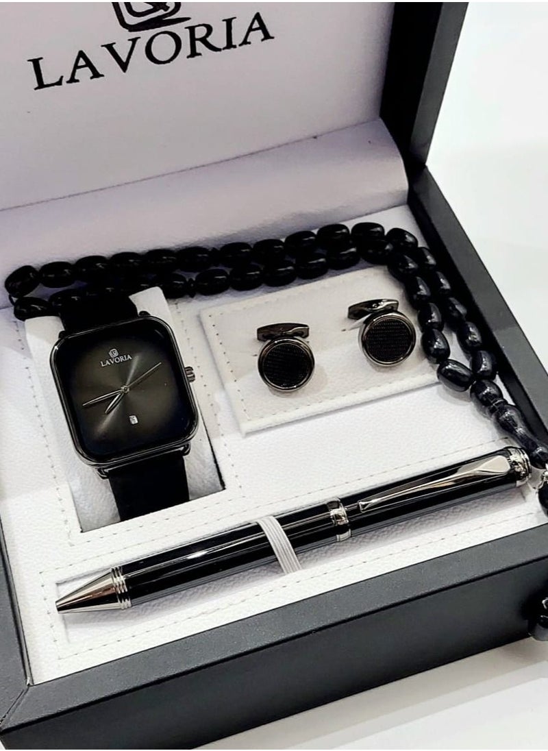 LAVORIA Laforea watch gift set for men consisting of 4 pieces, a rosary watch, a pen and a set of buttons  - Image 1