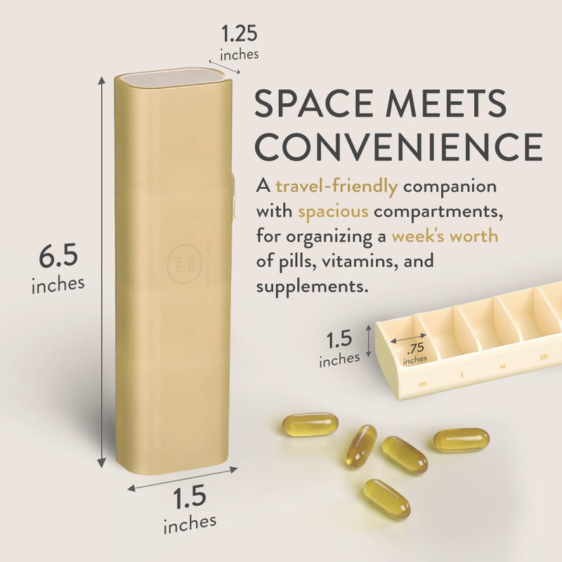 Mimi Medcessories - Pretty Pill Box Set - Stylish, Compact Daily Pill Organizer, Medication Pill Case, Pill Container for Vitamin Management, Pill Holder, Travel Essentials for Women & Men - Champagne - Image 4