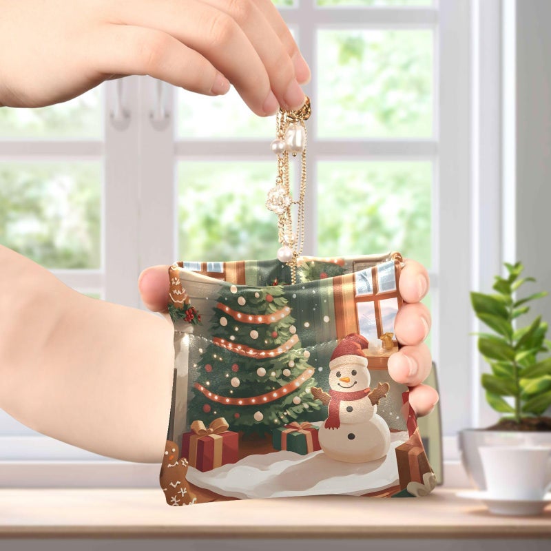 Soft PU Leather Snowman Coin Purse Waterproof Change Pouch Wallet with Snap Closure - Image 5