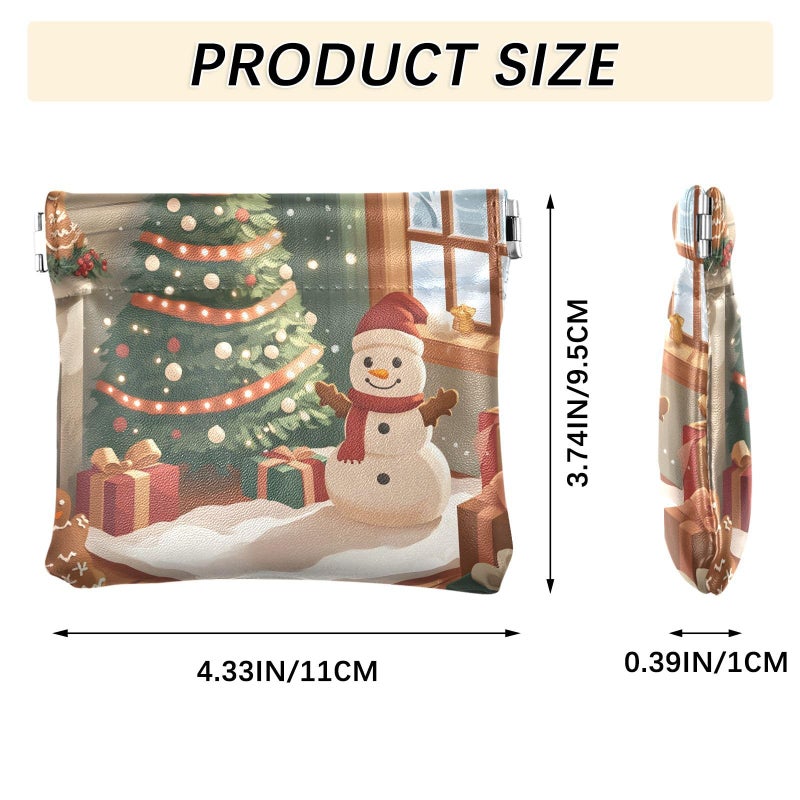 Soft PU Leather Snowman Coin Purse Waterproof Change Pouch Wallet with Snap Closure - Image 4