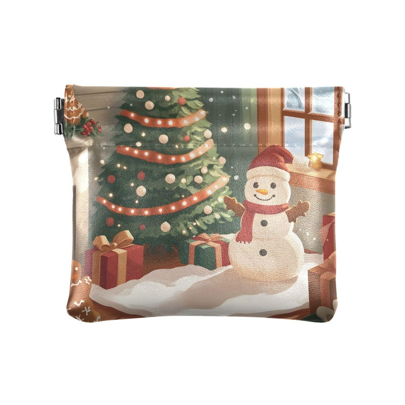 Soft PU Leather Snowman Coin Purse Waterproof Change Pouch Wallet with Snap Closure - Image 2