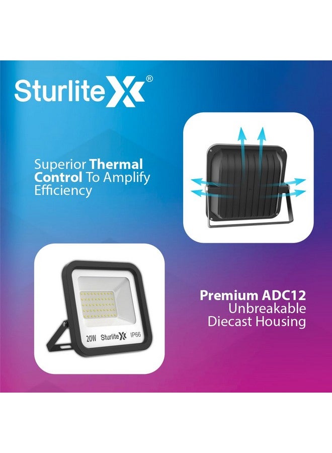 Sturlite Spektr 20 W LED Flood Light| Cool White 6500K Color Temperature LED Lamp| IP66 Waterproof Surge Protection Focus Light for Factory, Garage, Parking, Garden, Playground & Shop - (Pack of 1) - Image 4
