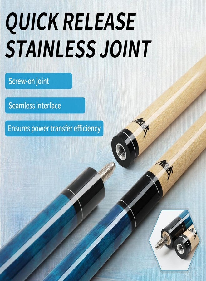 AKLOT Pool Cue Stick 58", 21oz, Premium Canadian Maple 1/2 Billiard Cue with 13mm Leather Tip, 3D Anti-Slip Grip, Seamless Joint, Table Billiard Pool Stick for Adults/Beginners/Pro Players, Blue - Image 5