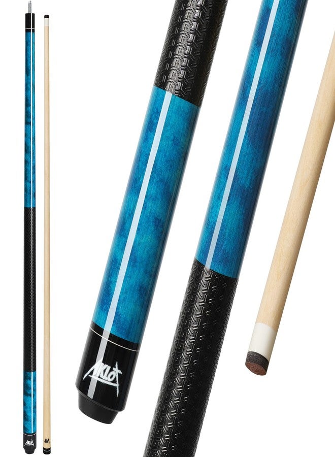 AKLOT Pool Cue Stick 58", 21oz, Premium Canadian Maple 1/2 Billiard Cue with 13mm Leather Tip, 3D Anti-Slip Grip, Seamless Joint, Table Billiard Pool Stick for Adults/Beginners/Pro Players, Blue - Image 1