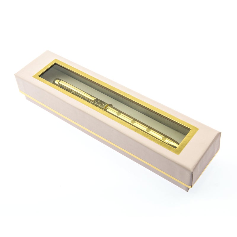 Graphique Good as Gold Deluxe Pen w/Gold-Trimmed Presentation Box - Glittery Gold Pen with Comfortable Finger Grooves, Makes a Beautiful, Unique Gift - Image 1