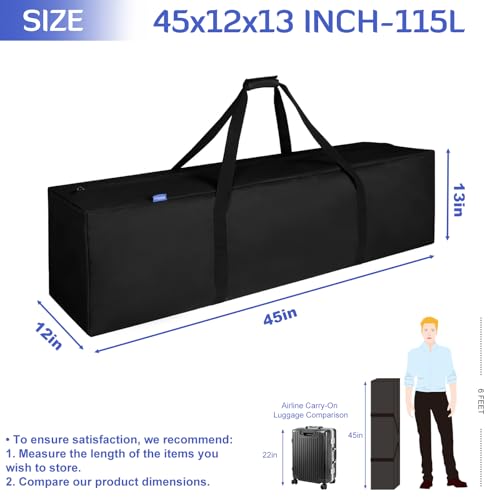 INFANZIA 45inch Sports Duffel Travel Bag, 115L Extra Large Duffel Luggage Bag with Upgrade Zipper, Water Resistant & Foldable Equipment Storage Bag for Camping Tent Tripod Fishing, 2PCS - Image 2