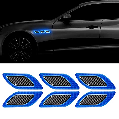 Allure Auto® Carbon Fiber Graphic Car Reflective Sticker,Warning Sign Bumper Door Fender Hood Anti-Scratch Cover Decal (Blue) for Tata Nexon - Image 1