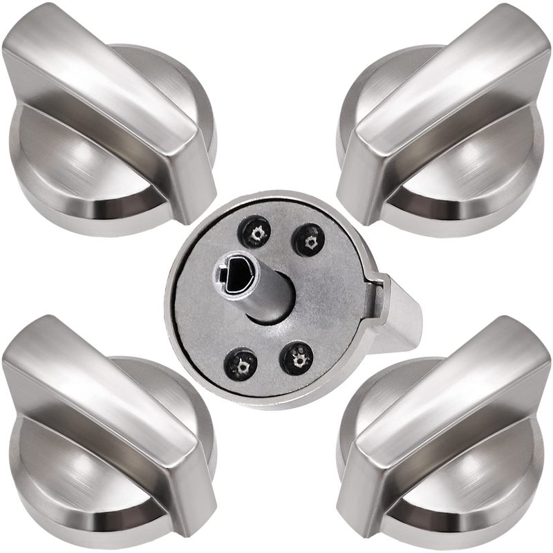 Funmit 5 Pack Wb03X25796 Heavy Duty Burner Knob Exact Compatible With General Electric(Ge) Stove Range Replaces Ap5986232 Wb03T10326 Ps11721433 B071Rxppgf 4362262 Cooktop Silver - Image 1