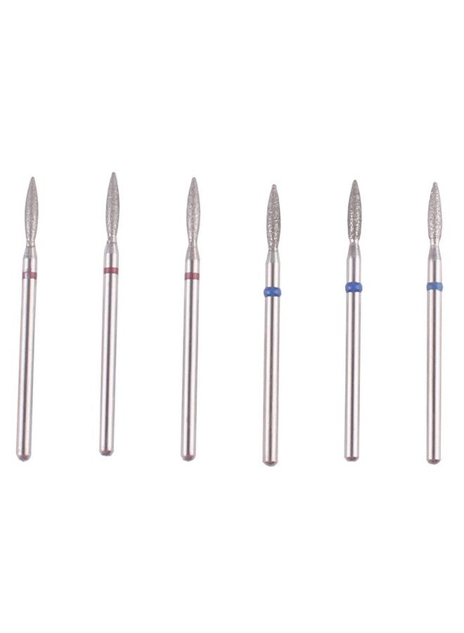 MZCMSL Flame Shape Diamond Cuticle Nail Drill Bit Set 6Pcs Pro Manicure Drill Bits For Nail Prep 3/32 Shank Efile Bit(Fine+Medium) - Image 1