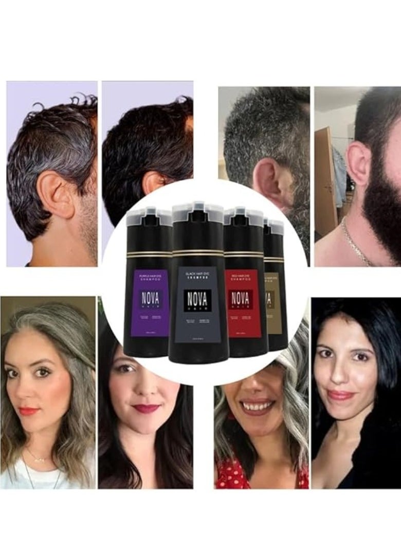 NOVA - Nova Hair Dye Shampoo, NovaHair Hair Dye Shampoo 3 in 1, Nova Hair Instant Dye Shampoo, Hair Color for Gray Hair Coverage, Long Lasting Hair Color Shampoo for Women & Men 200ml (Red) - Image 1