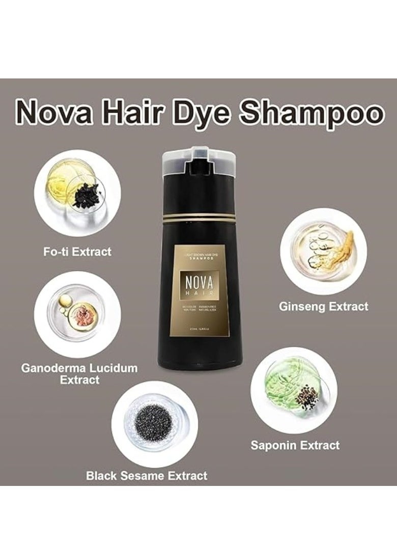 NOVA - Nova Hair Dye Shampoo, NovaHair Hair Dye Shampoo 3 in 1, Nova Hair Instant Dye Shampoo, Hair Color for Gray Hair Coverage, Long Lasting Hair Color Shampoo for Women & Men 200ml (Red) - Image 1