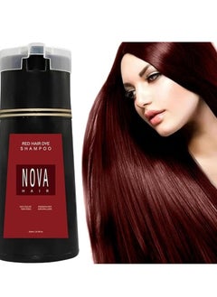 NOVA Nova Hair Dye Shampoo, NovaHair Hair Dye Shampoo 3 in 1, Nova Hair Instant Dye Shampoo, Hair Color for Gray Hair Coverage, Long Lasting Hair Color Shampoo for Women & Men 200ml (Red)  - Image 1