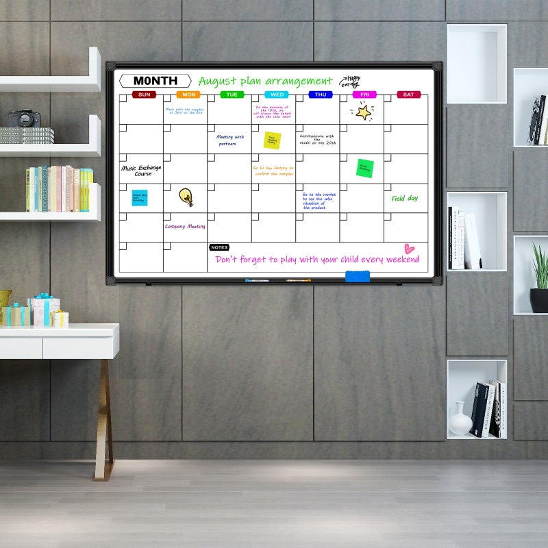 CALENBO Dry Erase Calendar Whiteboard for Wall 36" x 24", Magnetic Monthly White Board Calendar Dry Erase with Tray, Black Aluminum Frame Bulletin Board for Office Home and School - Image 2