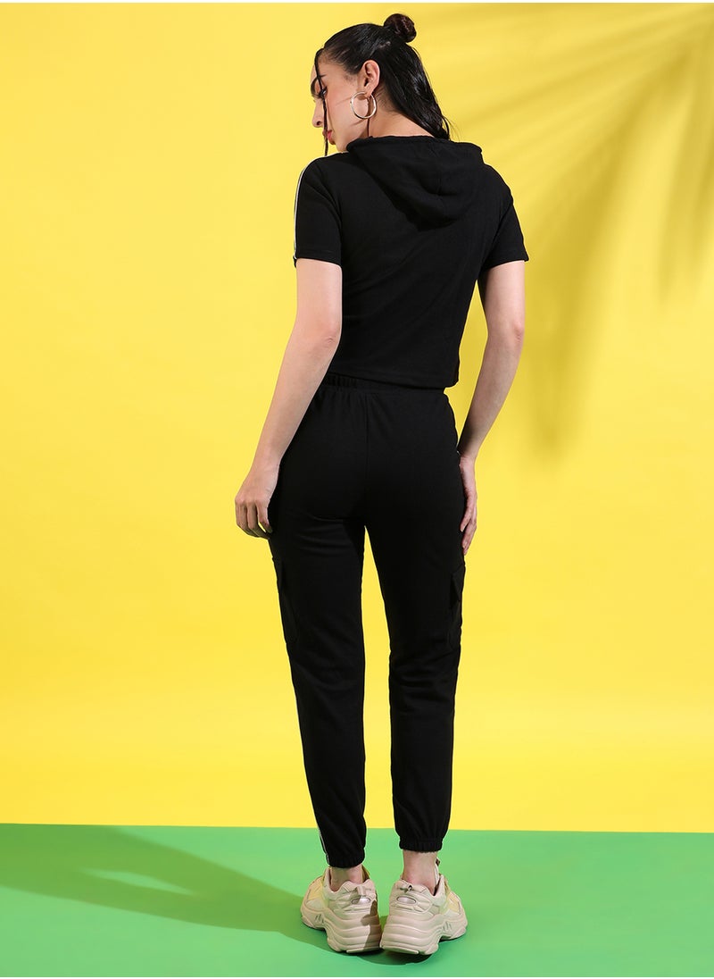 Campus Sutra Campus Sutra Women's Solid Black Co-Ord Set  - Image 3