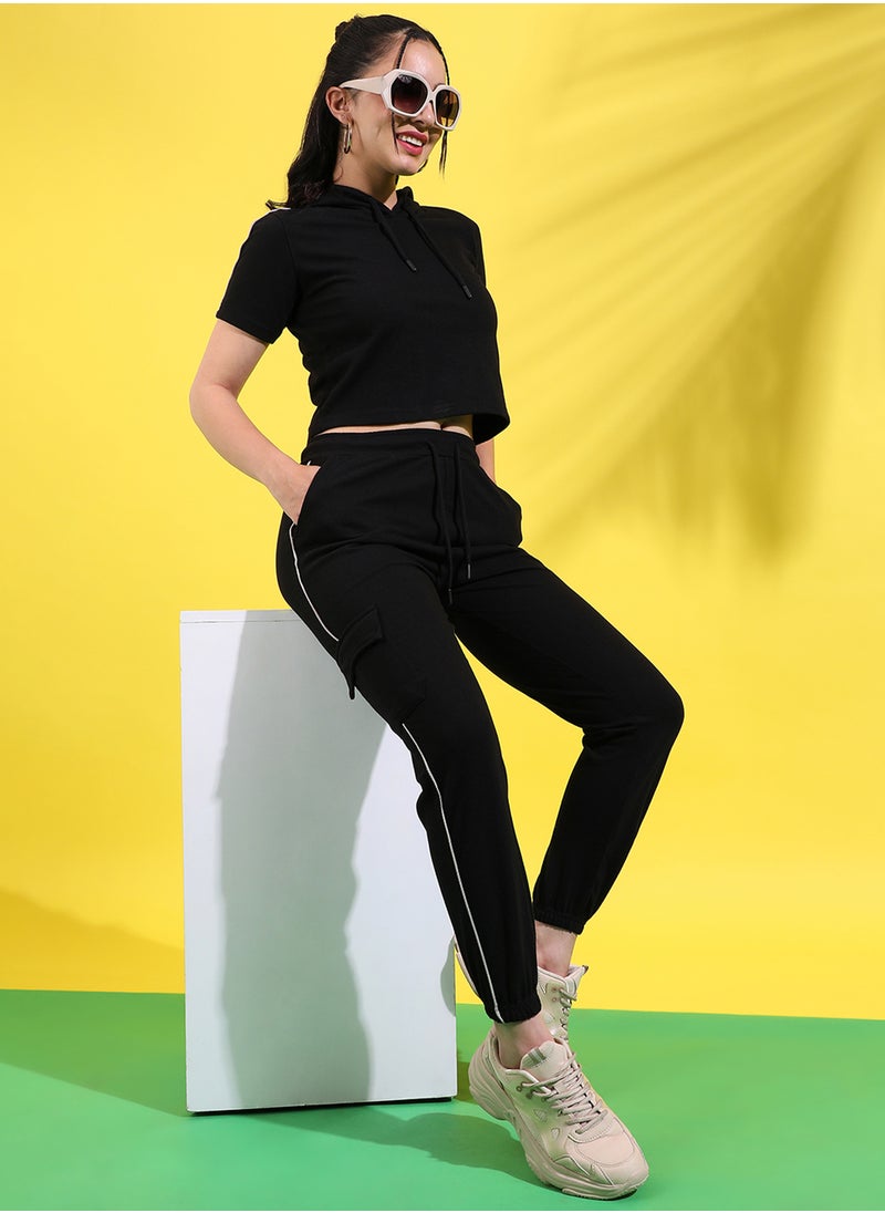 Campus Sutra Campus Sutra Women's Solid Black Co-Ord Set  - Image 5
