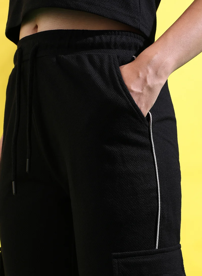 Campus Sutra Campus Sutra Women's Solid Black Co-Ord Set