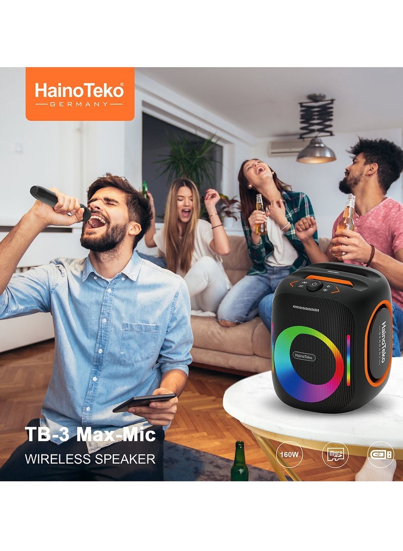 Haino Teko TB-3 Max Wireless Portable Bluetooth Speaker with 2 Wireless Mics  - Image 3
