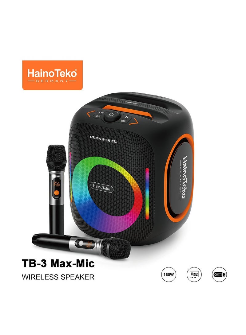 Haino Teko TB-3 Max Wireless Portable Bluetooth Speaker with 2 Wireless Mics  - Image 1
