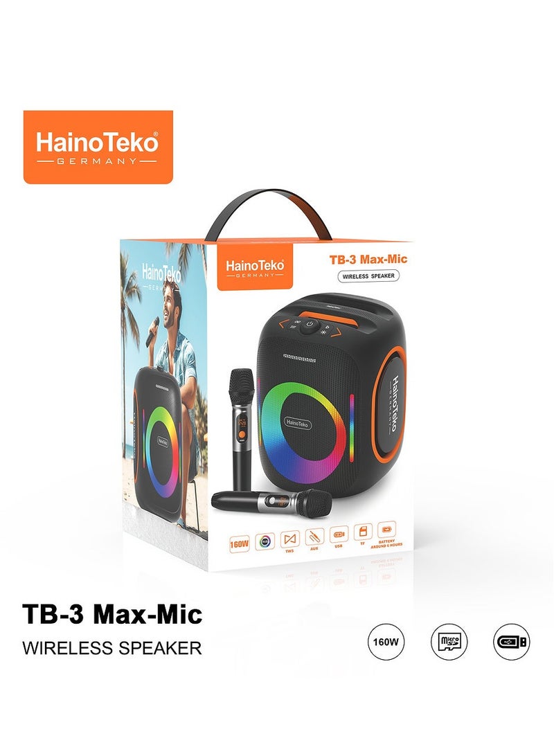 Haino Teko TB-3 Max Wireless Portable Bluetooth Speaker with 2 Wireless Mics  - Image 2