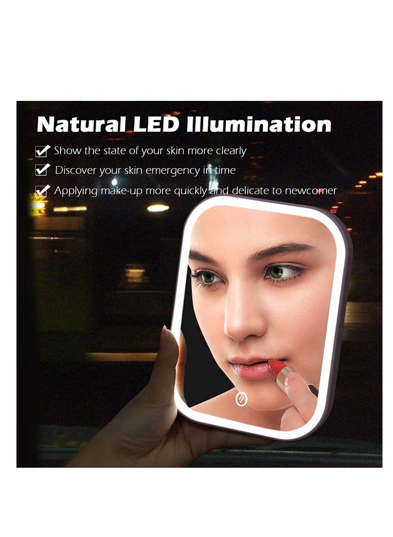 Makeup Mirror with Light and Magnifying, Lighted Vanity Touch Screen Dimmable, Intelligent Switch, Portable Foldable Stand for Tabletop, Bathroom 3 Color - Image 3