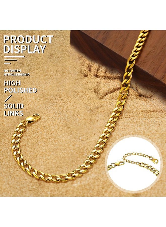 ChainsHouse Anklets for Teen Girls 18K Gold Plated Cuban Link Ankle Chain Bracelet 5MM - Image 3