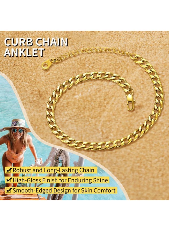 ChainsHouse Anklets for Teen Girls 18K Gold Plated Cuban Link Ankle Chain Bracelet 5MM - Image 4