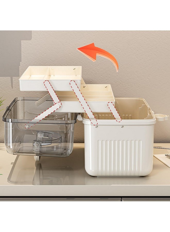 House of Quirk Multifunctional Storage Box - Portable Plastic Organizer for Desktop Stationery, Sundries and Medical Tools (White) - Image 5