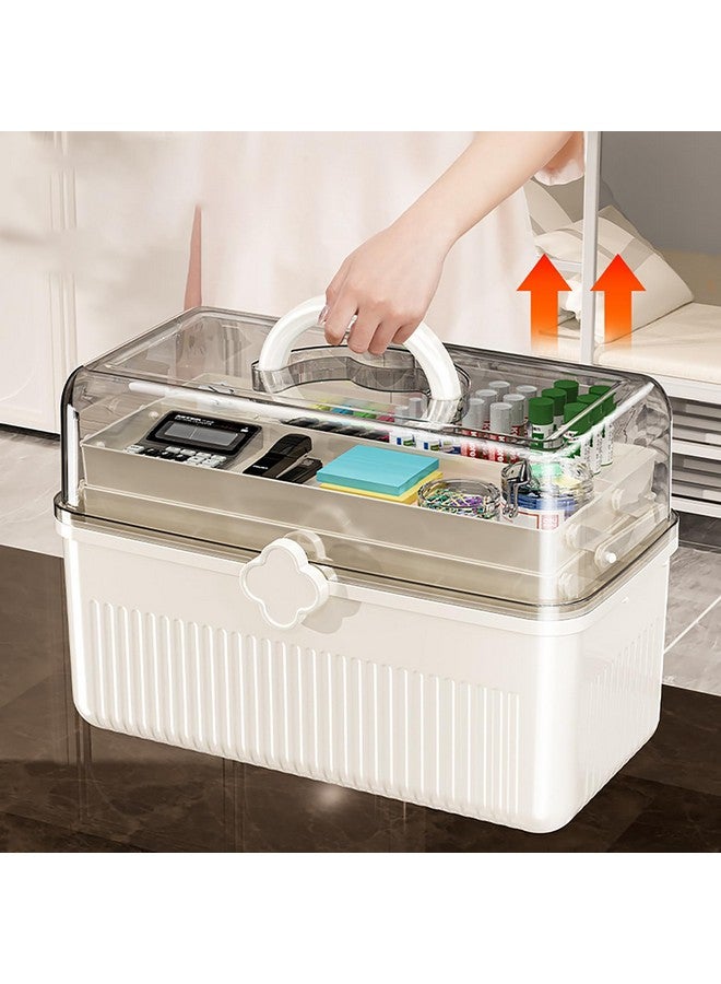 House of Quirk Multifunctional Storage Box - Portable Plastic Organizer for Desktop Stationery, Sundries and Medical Tools (White) - Image 2