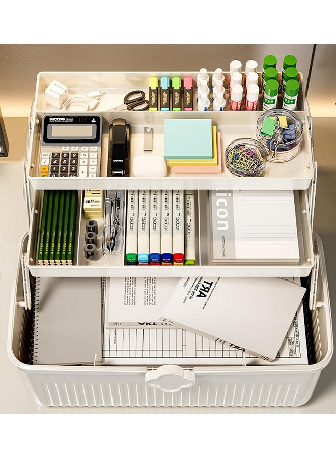 House of Quirk Multifunctional Storage Box - Portable Plastic Organizer for Desktop Stationery, Sundries and Medical Tools (White) - Image 4