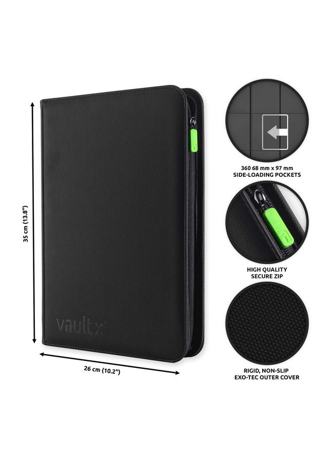 Vault X مجلد بطاقات التداول Premium Exotec® Zip Binder ذو 9 جيوب، مجلد جيب 360 جانبًا للتحميل لـ Tcg (أسود)  - Image 3
