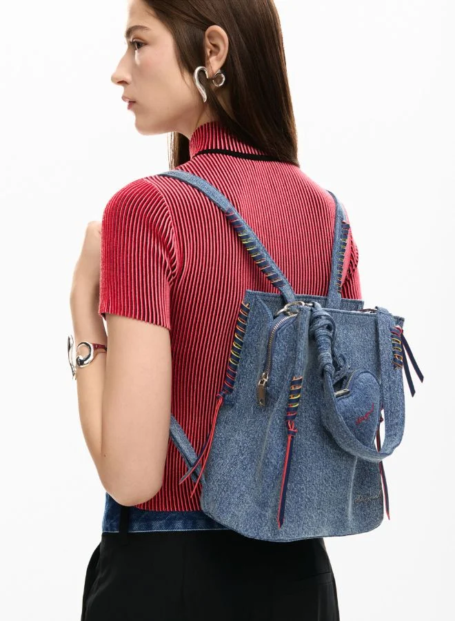 DESIGUAL Blue Small denim heart backpack for Women | Best Price UAE