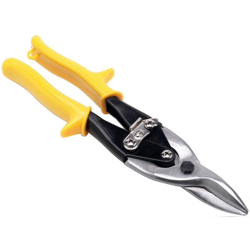 Performance Tool W2043 10 Inch Center Cut Aviation Tin Snip for Cutting Metal Sheet, Chrome Vanadium Steel with Forged Blade, Straight Aviation Snips for Safety Latch, and Hanging Hole