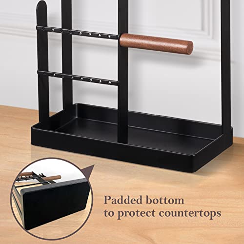 ProCase Jewelry Stand Holder Organizer, 4-Tier Necklace Holder with Ring Tray, 10 Hooks Necklaces Hanging Small Jewelry Display Storage Tower Tree for Bracelets Earrings Watches -Medium, Black - Image 3