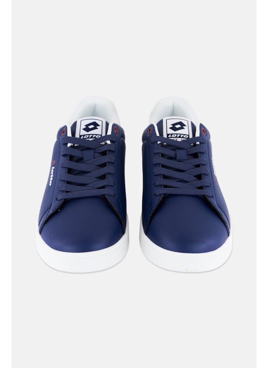 LOTTO Men Brand Logo Lace Up Casual Shoes, Navy/White  - Image 4