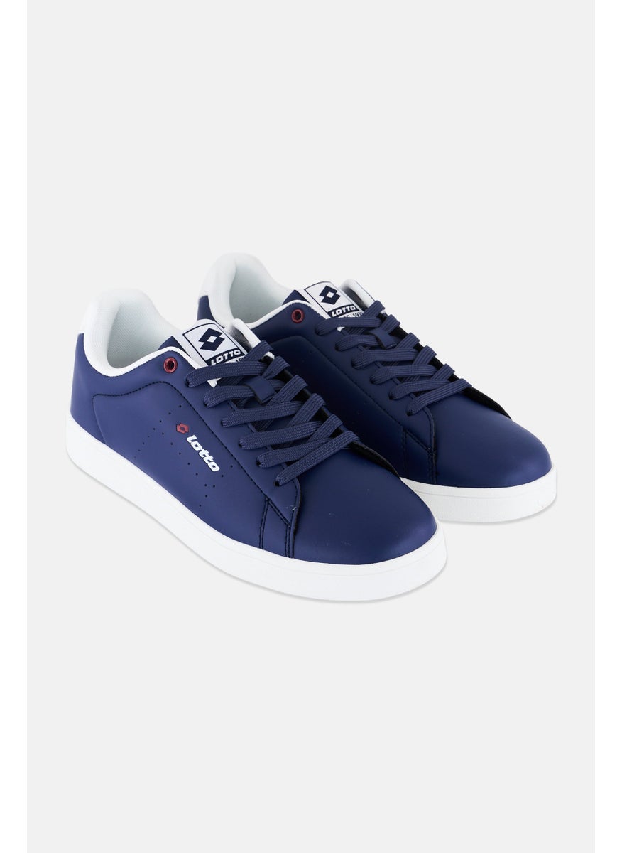 LOTTO Men Brand Logo Lace Up Casual Shoes, Navy/White  - Image 1