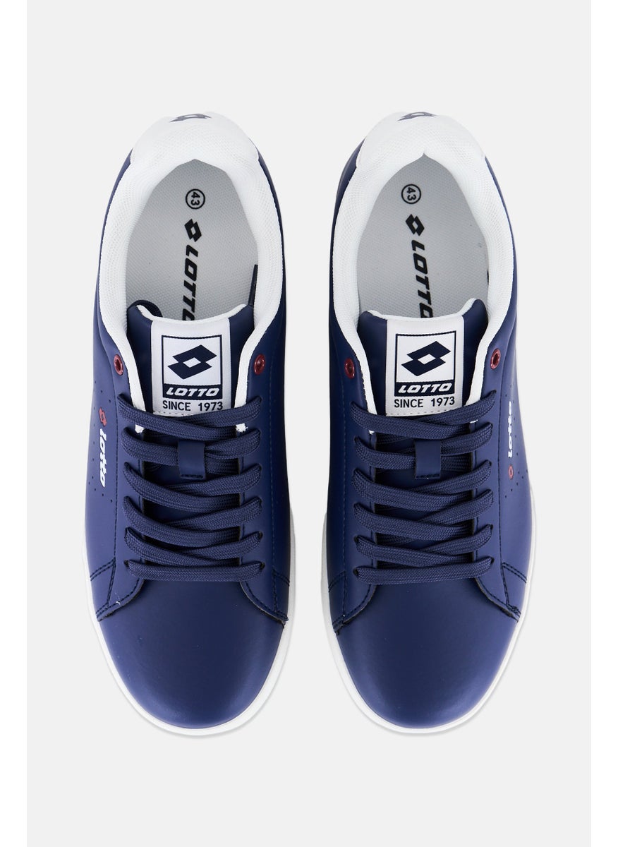 LOTTO Men Brand Logo Lace Up Casual Shoes, Navy/White  - Image 3